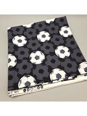 All Stars Soccer Ball Cotton Fabric Kanvas Benartex 2 Yards 42” Wide Black White